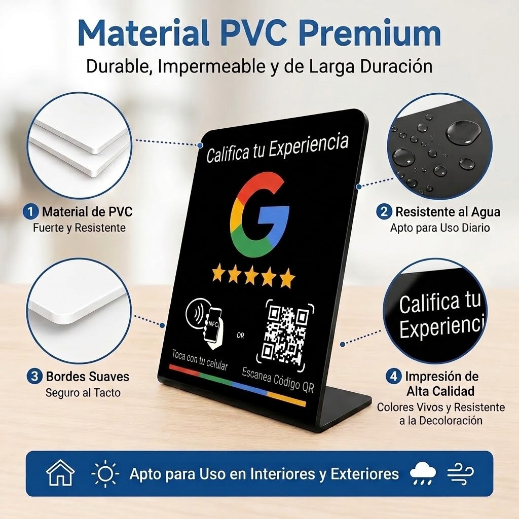 Placa de Reseñas (Especial para Mesas)